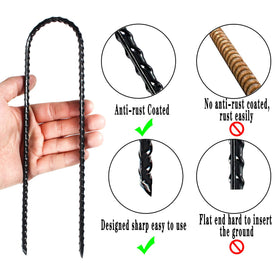BTSULYOO ground anchor with black coating resists rust for durable lawn anchoring.