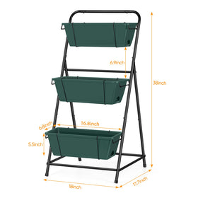 BTY 3-tier garden planter stand shows stable, wind-resistant construction for indoor or outdoor use.