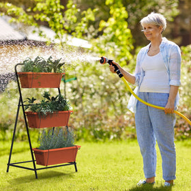 BTY wide application for herbs, flowers, and strawberries on balcony or patio.