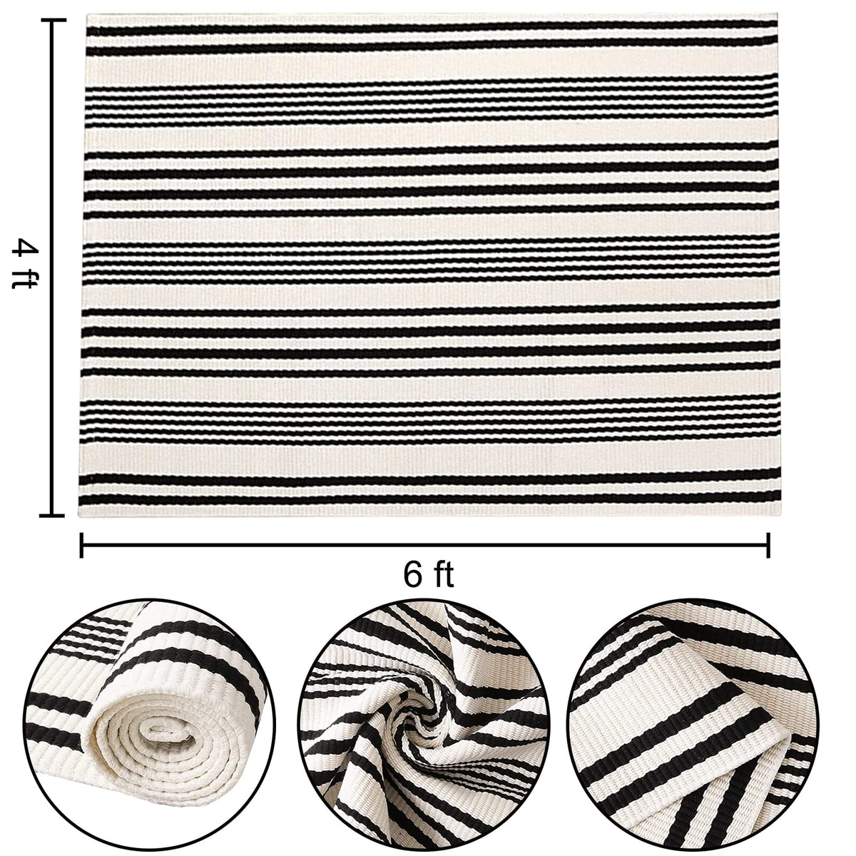 BUAGETUP hand woven cotton rug adds texture to the front porch.