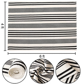 BUAGETUP hand woven cotton rug adds texture to the front porch.