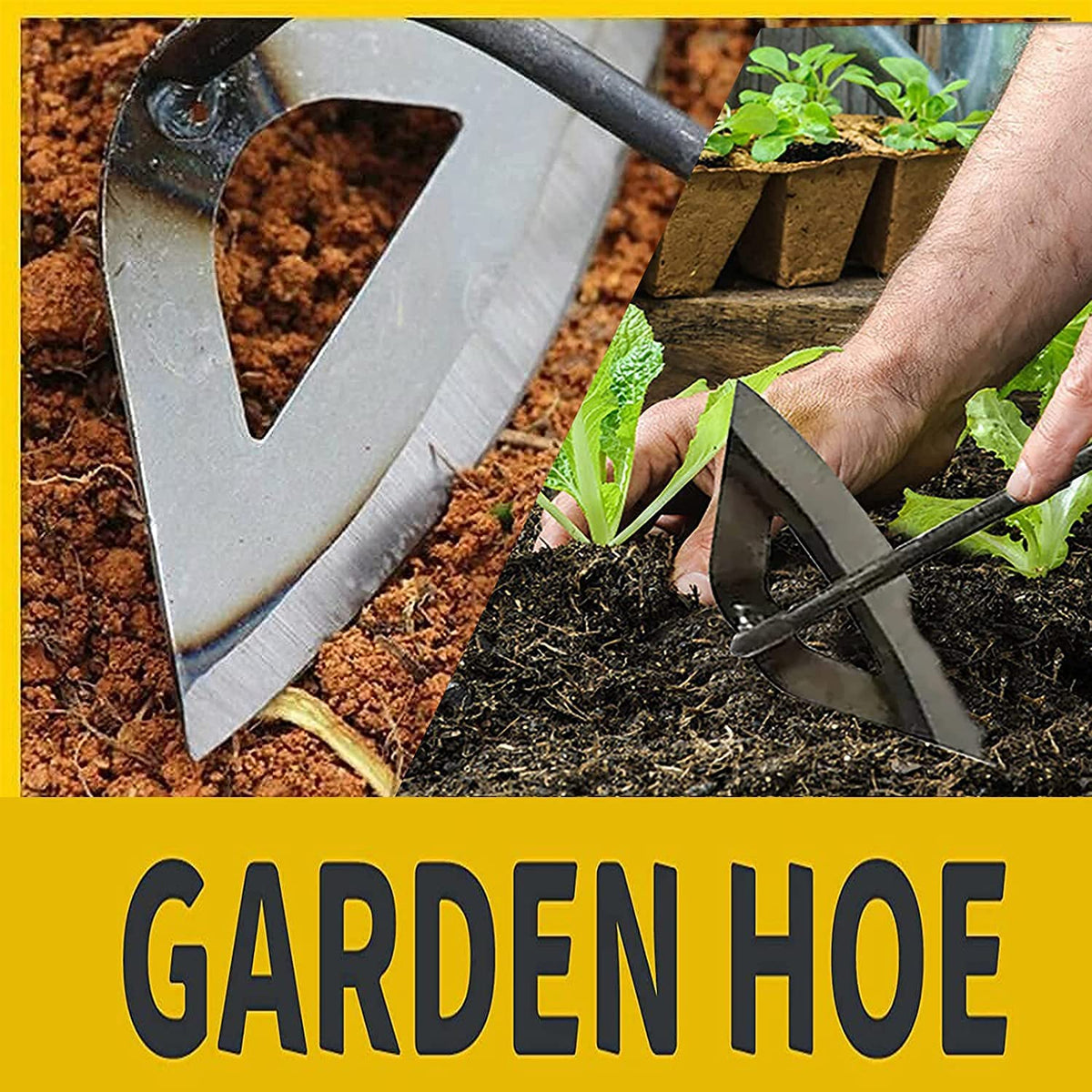 BuerKeo all-steel hardened hoe closeup with a sharp edge for precise weeding
