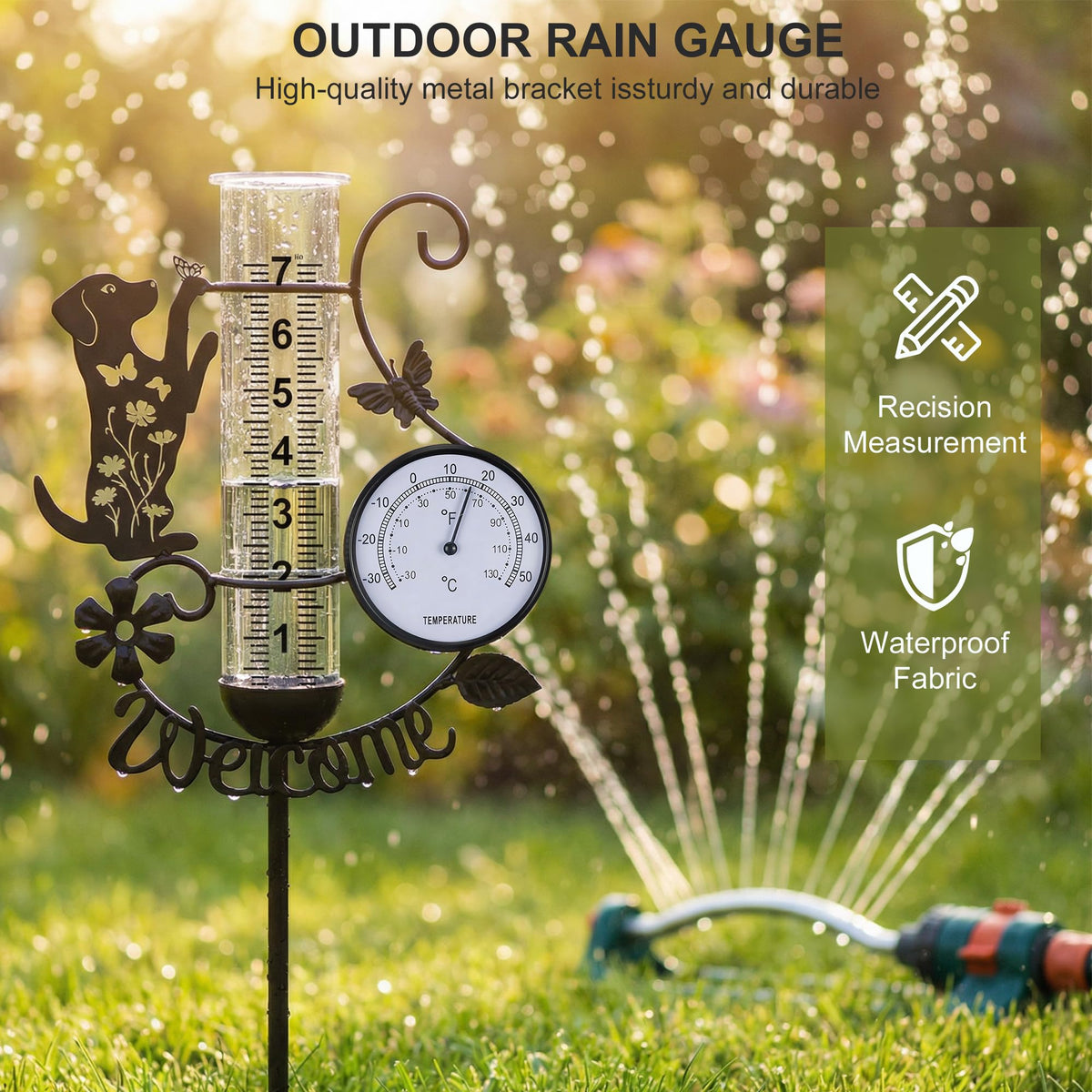 BUARO8AGA dog-design gauge brightens outdoor spaces while collecting weather data.