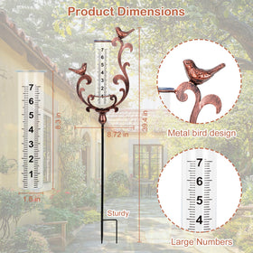 BUARO8AGA easy-install rain gauge with stake and replacement tubes