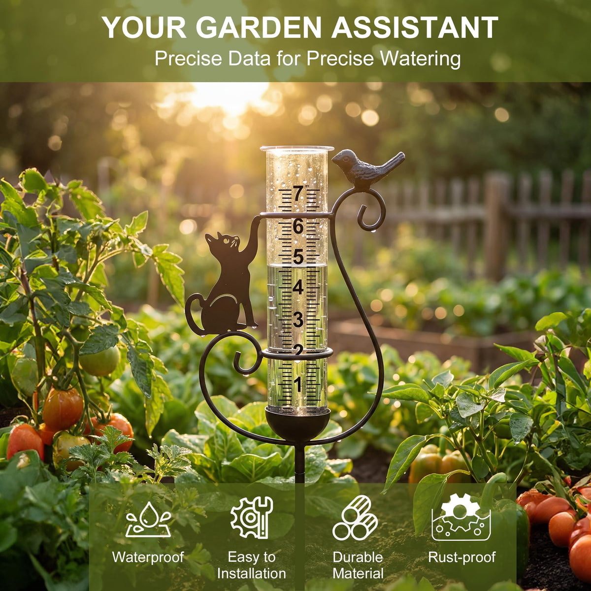 BUARO8AGA freestanding garden gauge setup stays secure in lawns and patios