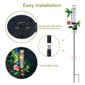 BUARO8AGA garden decor rain gauge with hummingbird statue draws compliments