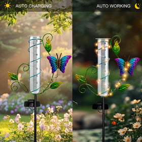 BUARO8AGA garden metal frame with butterfly statue enhances curb appeal.
