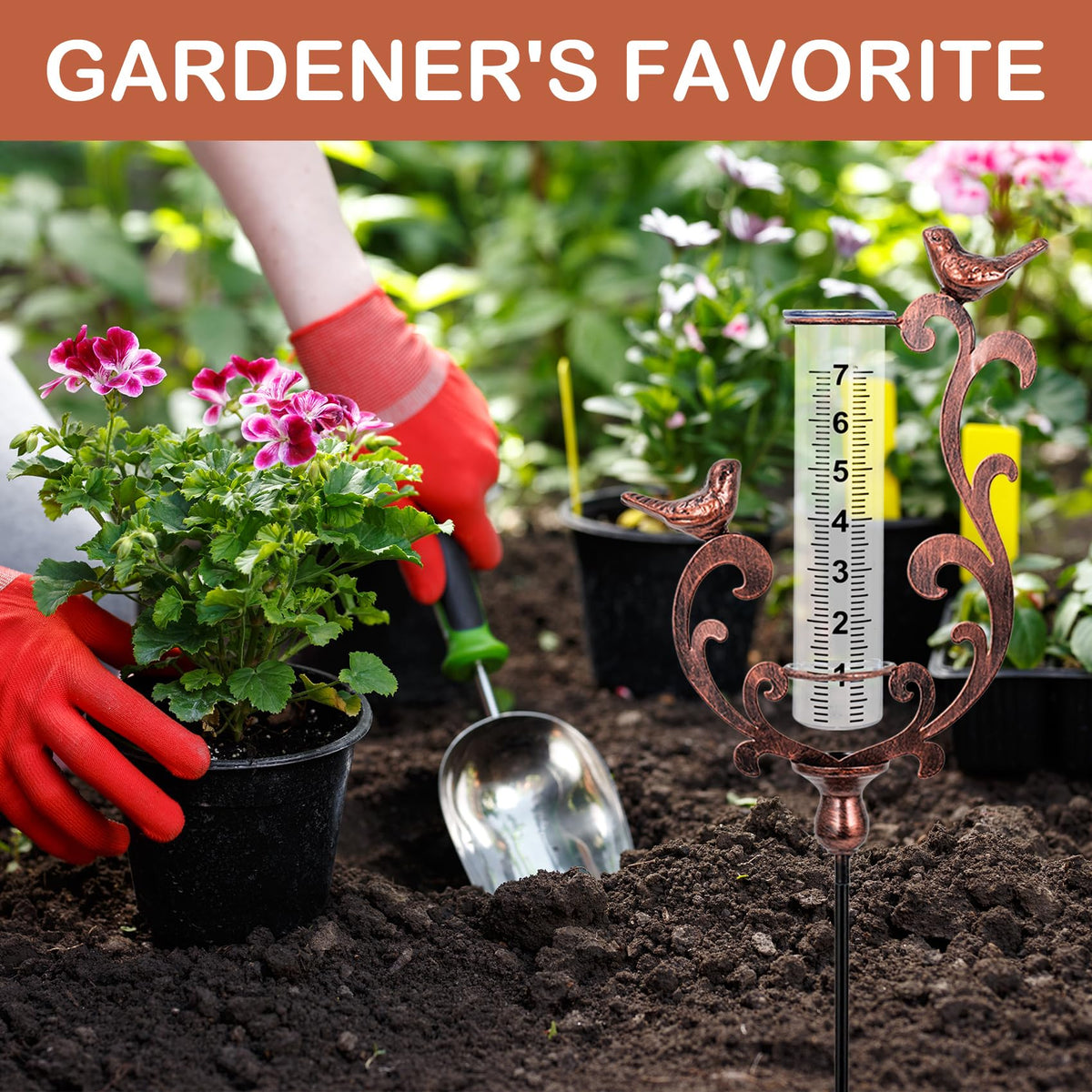 BUARO8AGA weatherproof cast-iron rain gauge designed for outdoor durability