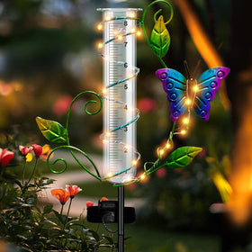 BUARO8AGA yard rain gauge with butterfly elevates lawn decor.