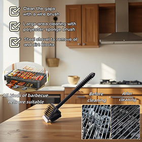 Bubble-Fly compatible with gas grills for quick post-cook cleanup.