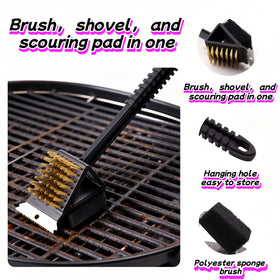 Bubble-Fly stainless steel scraper in use to remove stubborn grease.