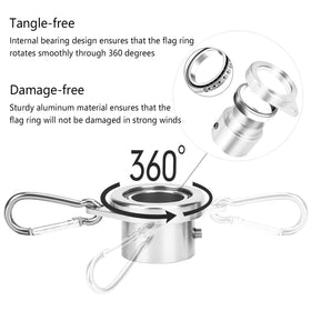 Bubblythe flag rings and clips offer smooth rotation to prevent tangling during windy days.