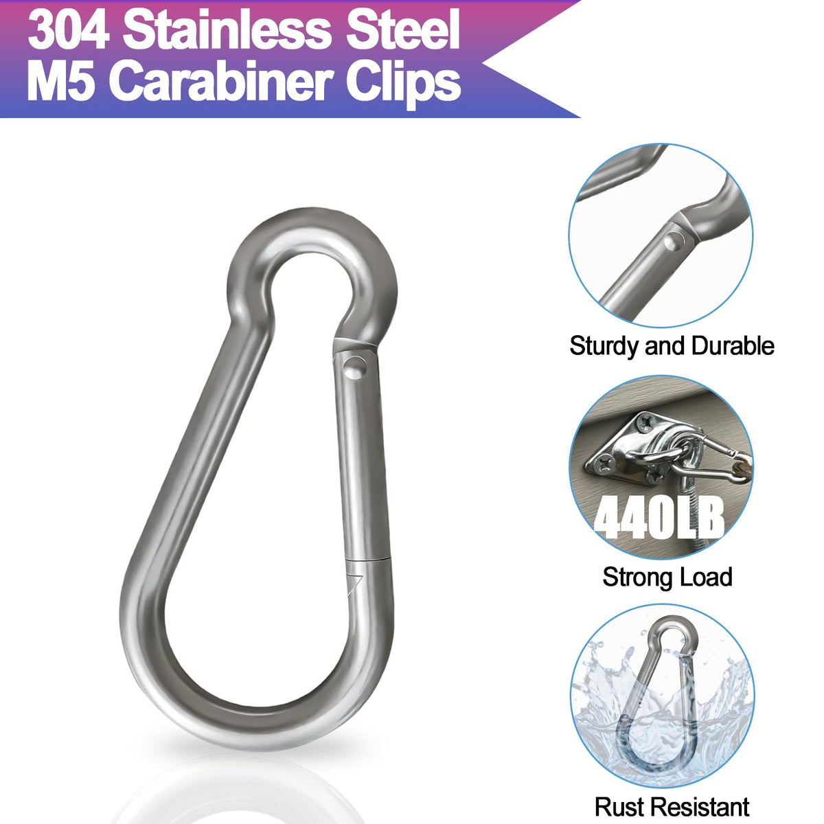 Bubblythe 304 stainless steel clip resists rust in wind.