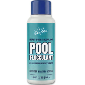 BubbyShine pool flocculant clarifier bottle supports easy water clarification.