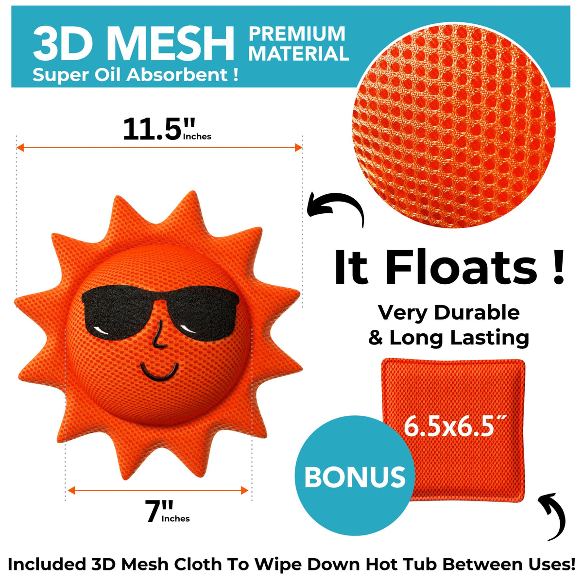 BubbyShine spa oil absorber with 3D mesh captures surface oils clearly.