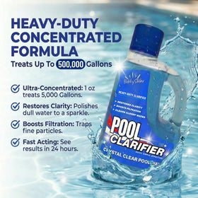 Pouring BubbyShine Pool Clarifier demonstrates easy, mess-free application.