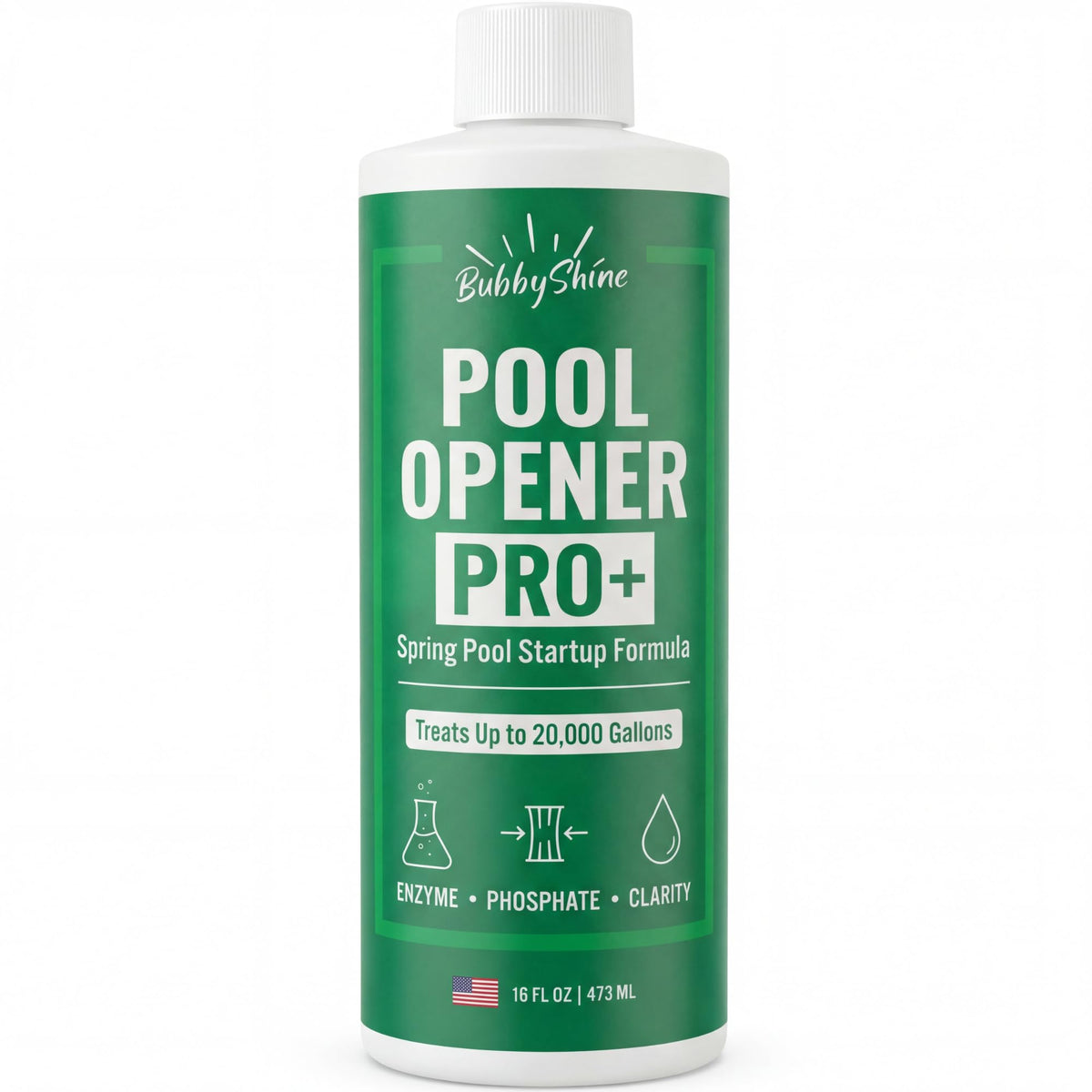 BubbyShine pool opening kit perimeter pour boosts early-season clarity.