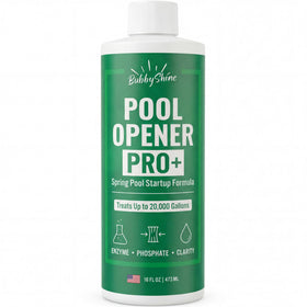 BubbyShine pool opening kit perimeter pour boosts early-season clarity.