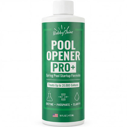 BubbyShine pool opening kit perimeter pour boosts early-season clarity.