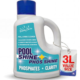 BubbyShine phosphate remover bottle for clearer pool water.