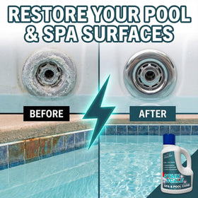 BubbyShine scale inhibitor formula protects tile, waterlines, and heaters from buildup.