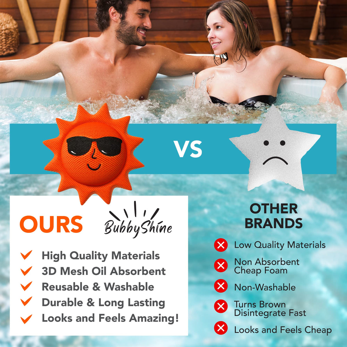 BubbyShine hot tub cleaning kit includes two floating scum removers.