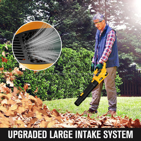BUBRA cordless blower ergonomic soft grip for comfortable extended use.