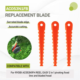 Buccilly AC053N1FB serrated blade compatible with Ryobi 3-in-1 trimmer head
