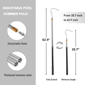 Buccilly pool basket hook with handle mount enables secure dry removal.