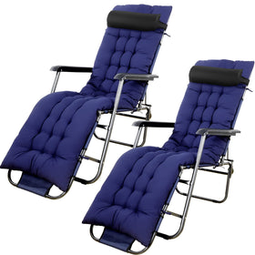 Bucherry navy chaise lounger cushion with foldable design for outdoor lounging.