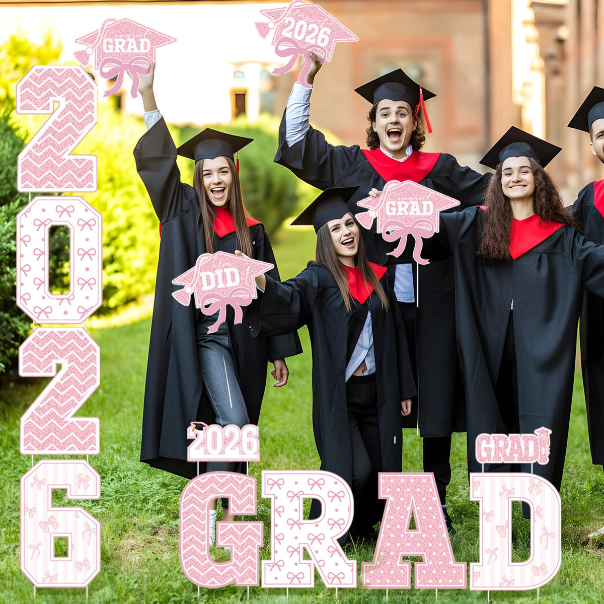 Bucherry graduation cap icon sign adds classic symbolism to lawn decor.