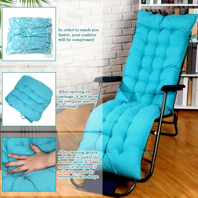 Bucherry Lake-Blue chaise cushion with six ties preventing slipping