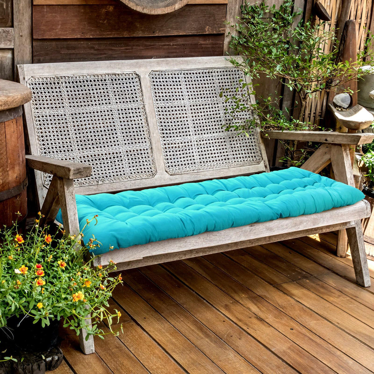Bucherry Lake-Blue cushion on recliner, easy to clean with damp cloth