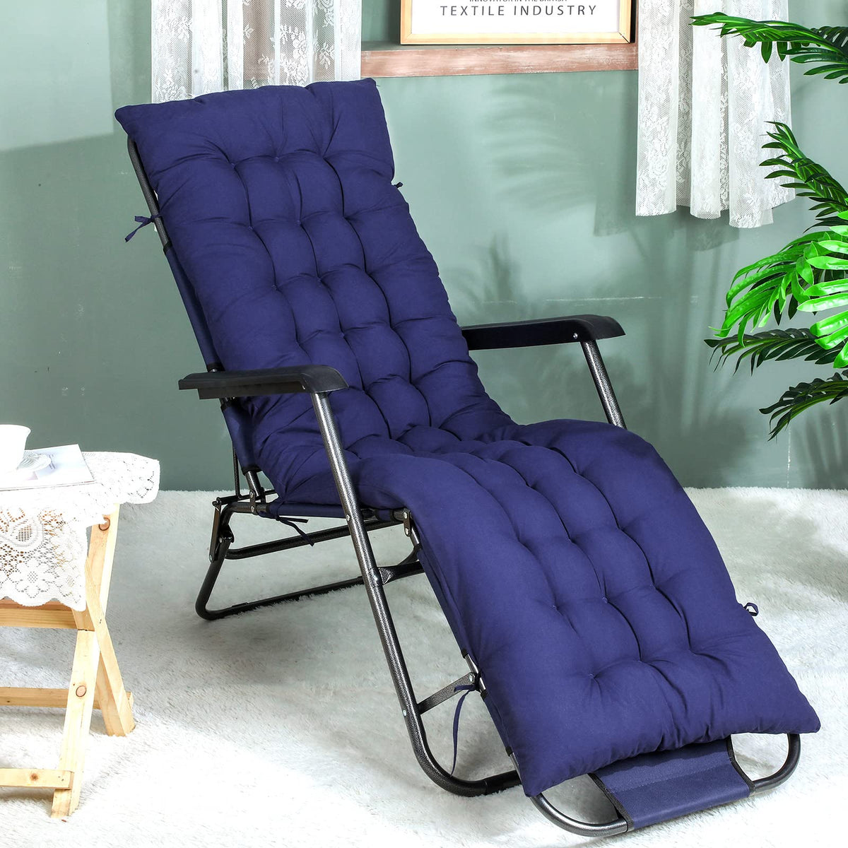 Bucherry generous 67 x 19 inch cushion size fits most loungers.