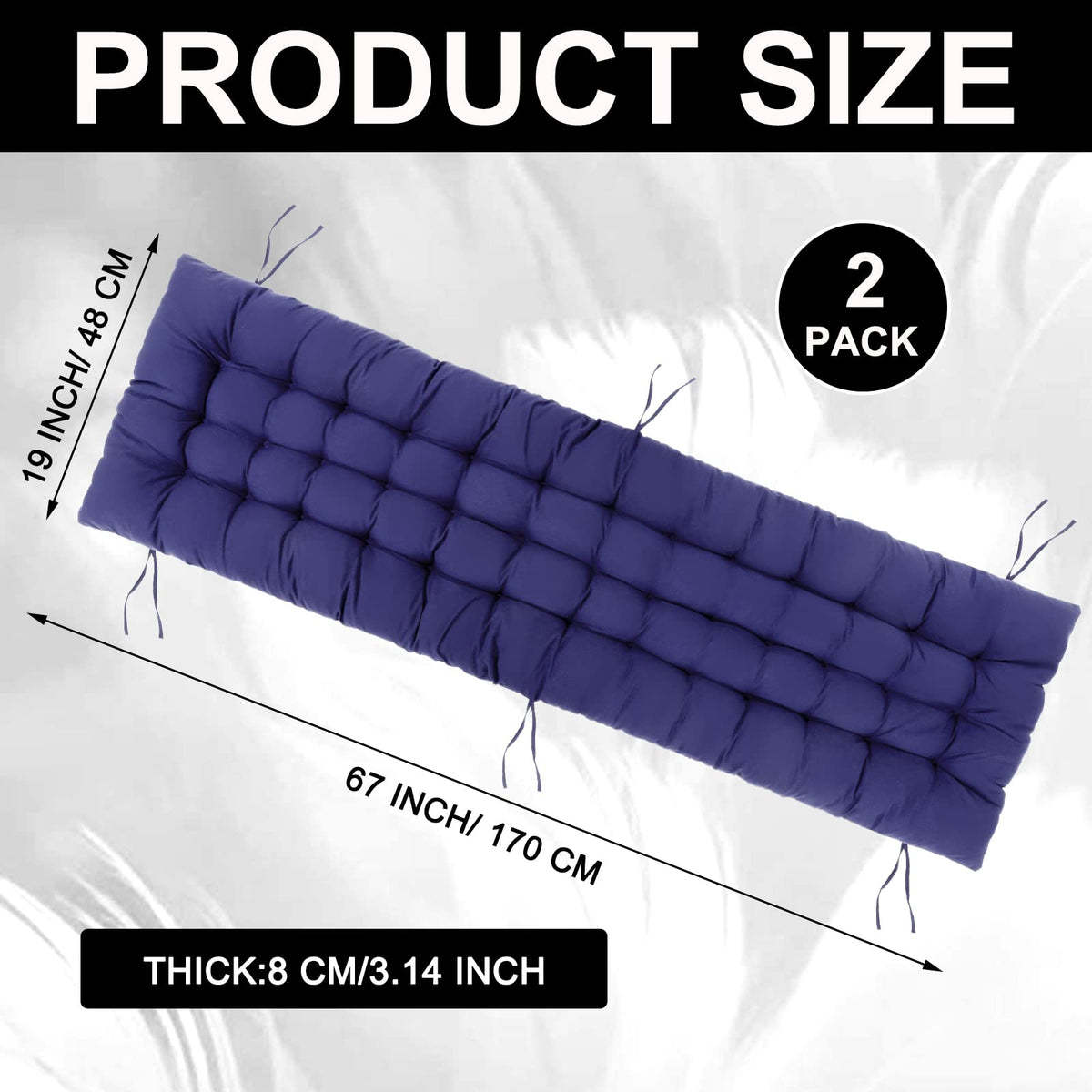 Bucherry two-piece navy outdoor cushion adds soft support to patio furniture.