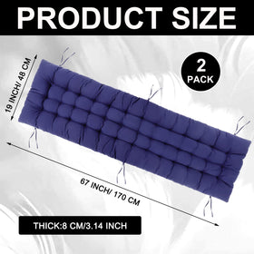 Bucherry two-piece navy outdoor cushion adds soft support to patio furniture.