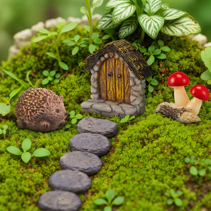 Bucherry rustic grass door adds whimsical entry to fairy gardens.
