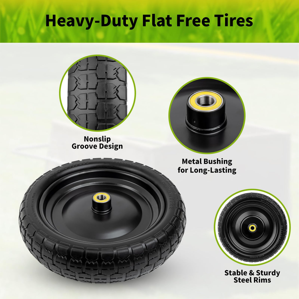 Budrash 13-inch wheel grip surface enhances traction on uneven terrain.