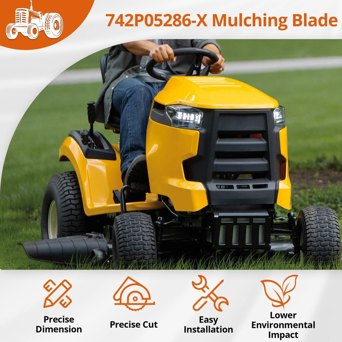 Budrash 18-5/8 inch blade length for precise 54-inch deck fit