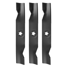 Budrash 48-inch deck blades closeup highlights durable high-lift design for efficient clipping.