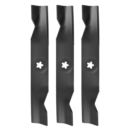 Budrash 48-inch deck blades closeup highlights durable high-lift design for efficient clipping.