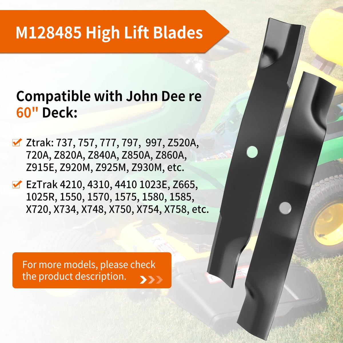 budrash 60inch deck blade dimension specs table with size details