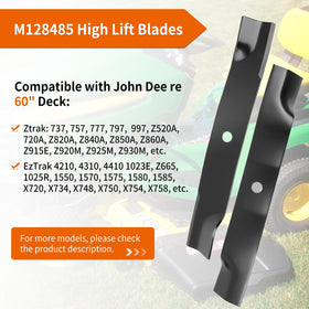 budrash 60inch deck blade dimension specs table with size details