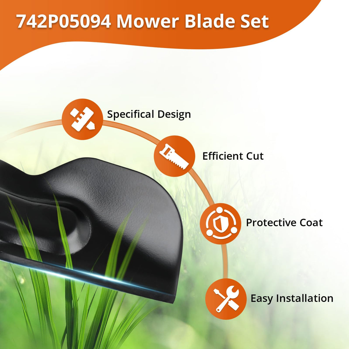 Budrash 742P05094 blade powder-coated surface resists corrosion during use.