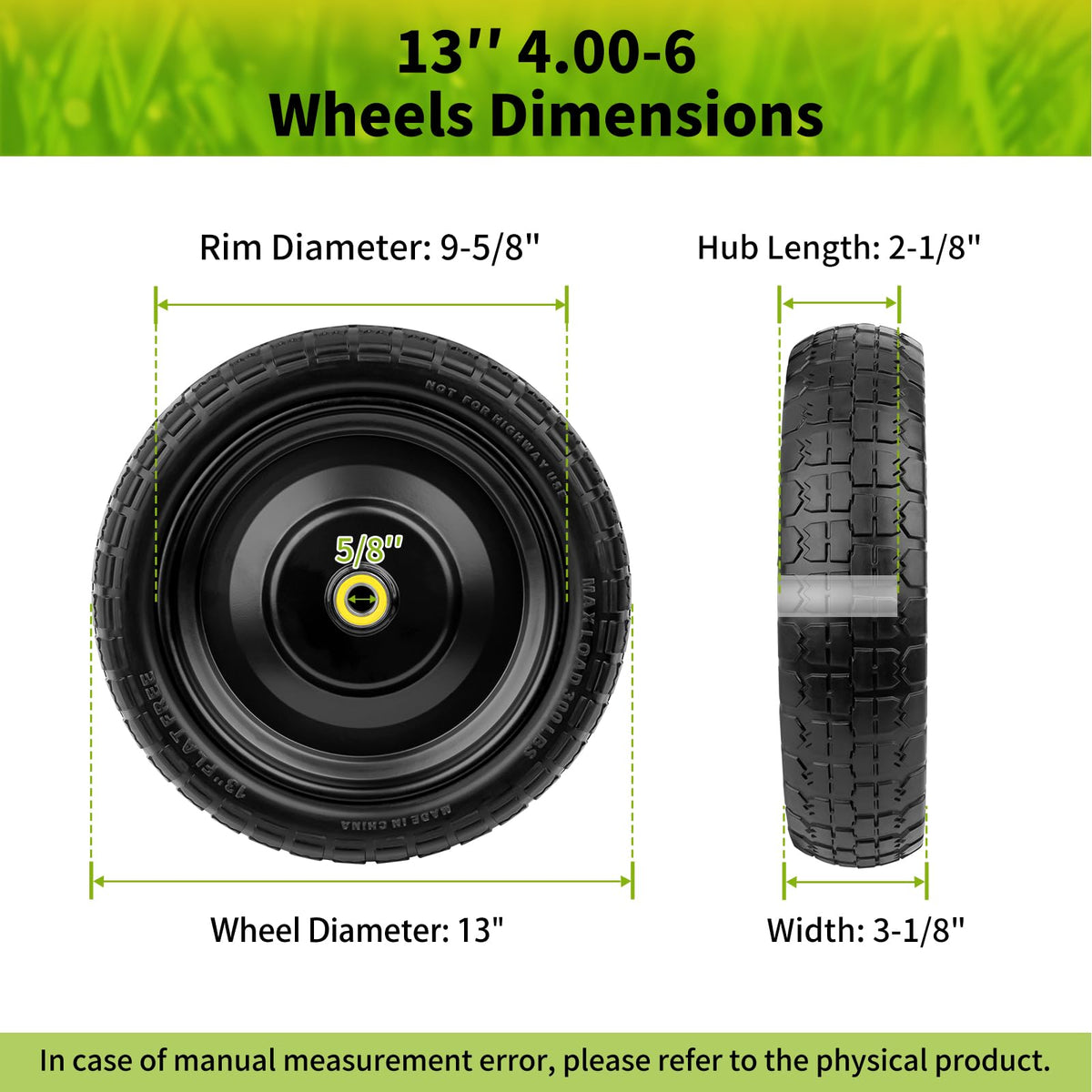 Budrash garden cart tire assembly demonstrates 4.00-6 size for versatile outdoor carts.