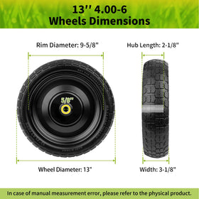 Budrash garden cart tire assembly demonstrates 4.00-6 size for versatile outdoor carts.