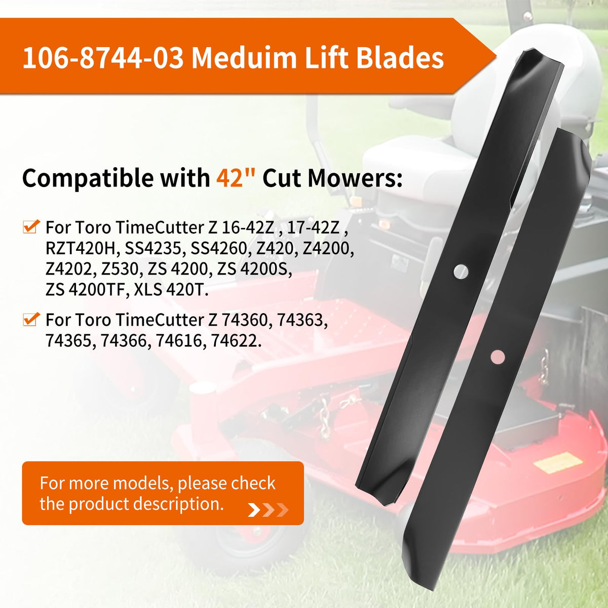 budrash replacement blade 106-8744-03 compatible with Toro Z4200 models
