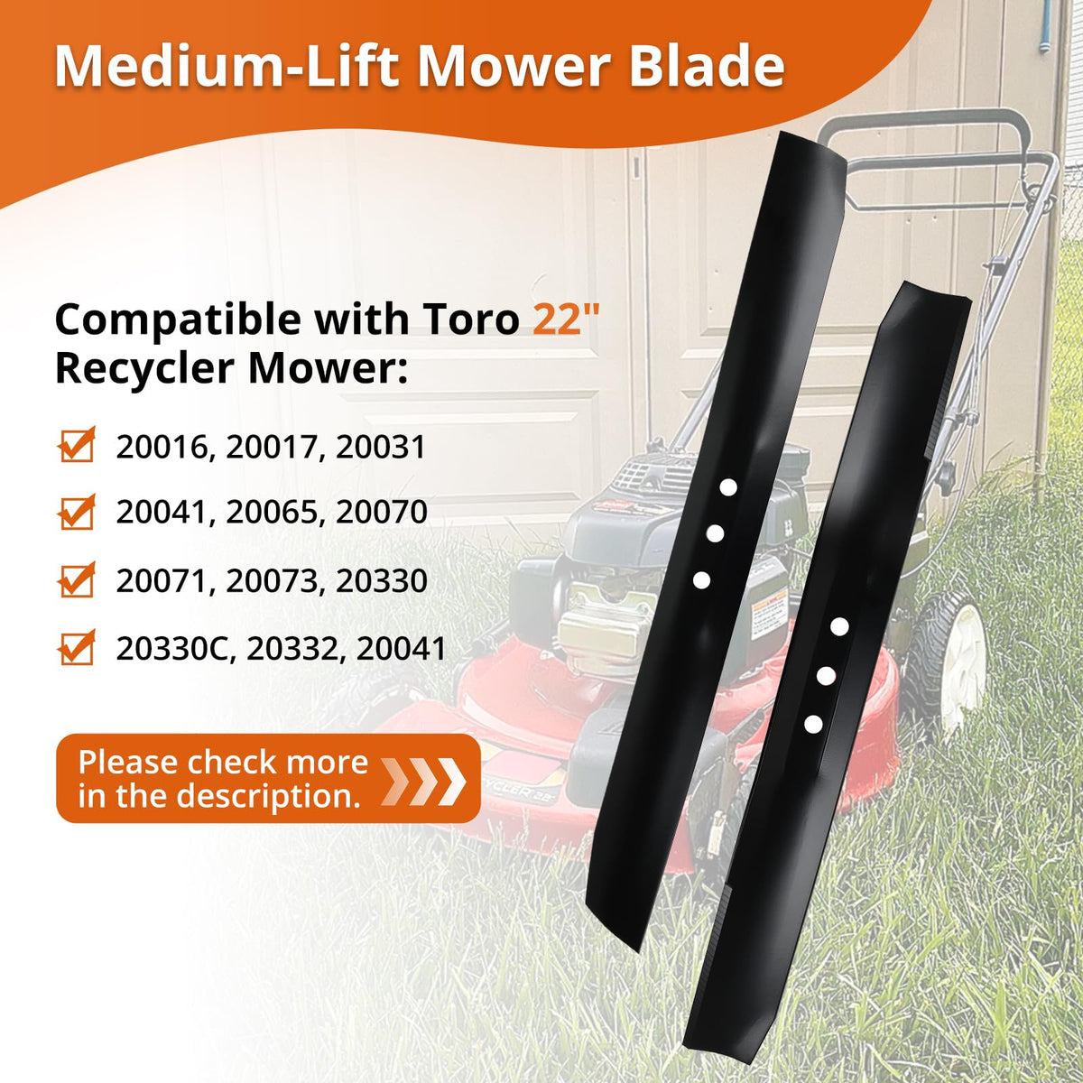 Two-pack blades ready for quick swaps during mowing.
