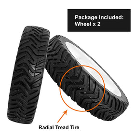 Budrash two-pack front wheels ready for a quick mower refresh.