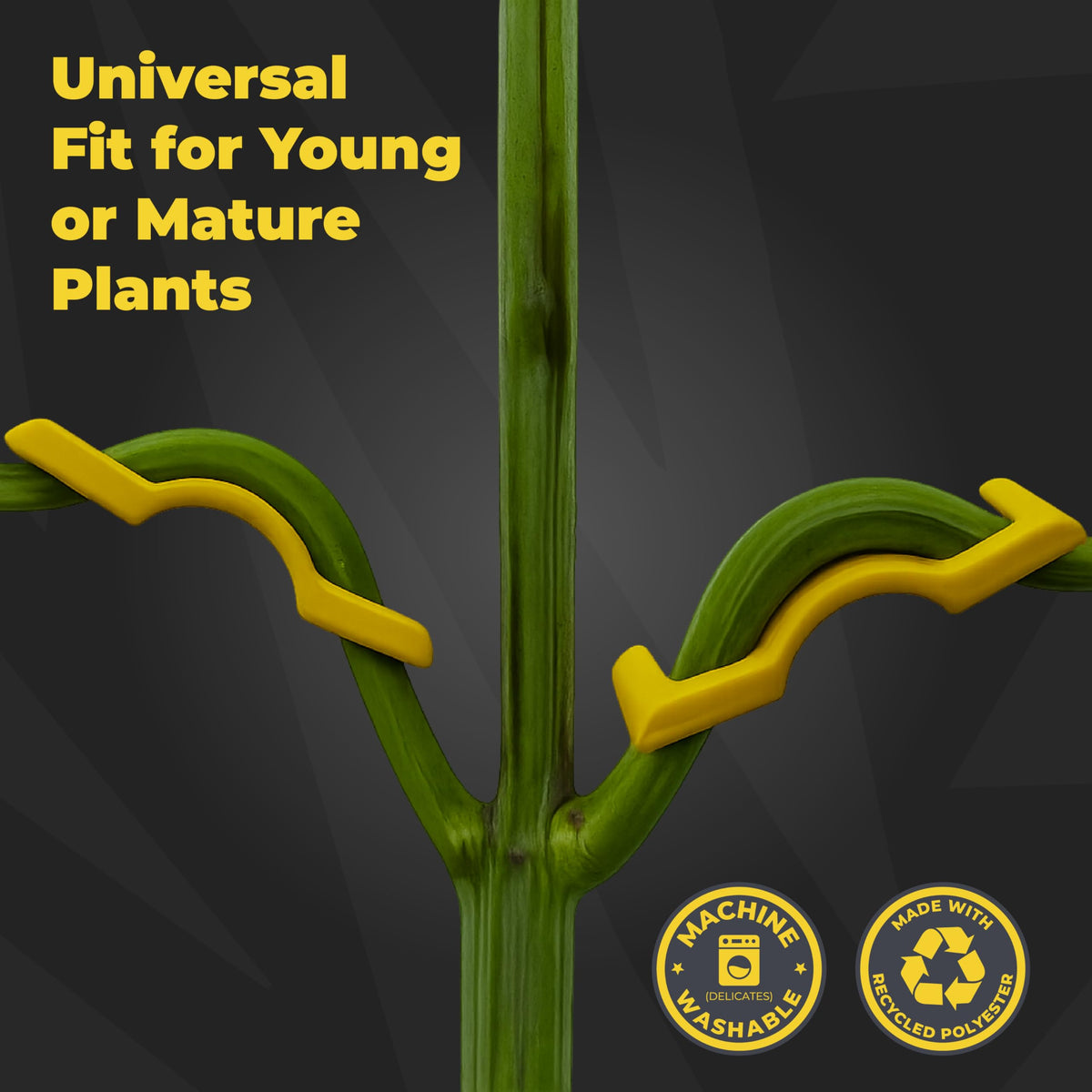 BudTrainer BudClips stem interlock yellow demonstrates secure support for weaving growth.